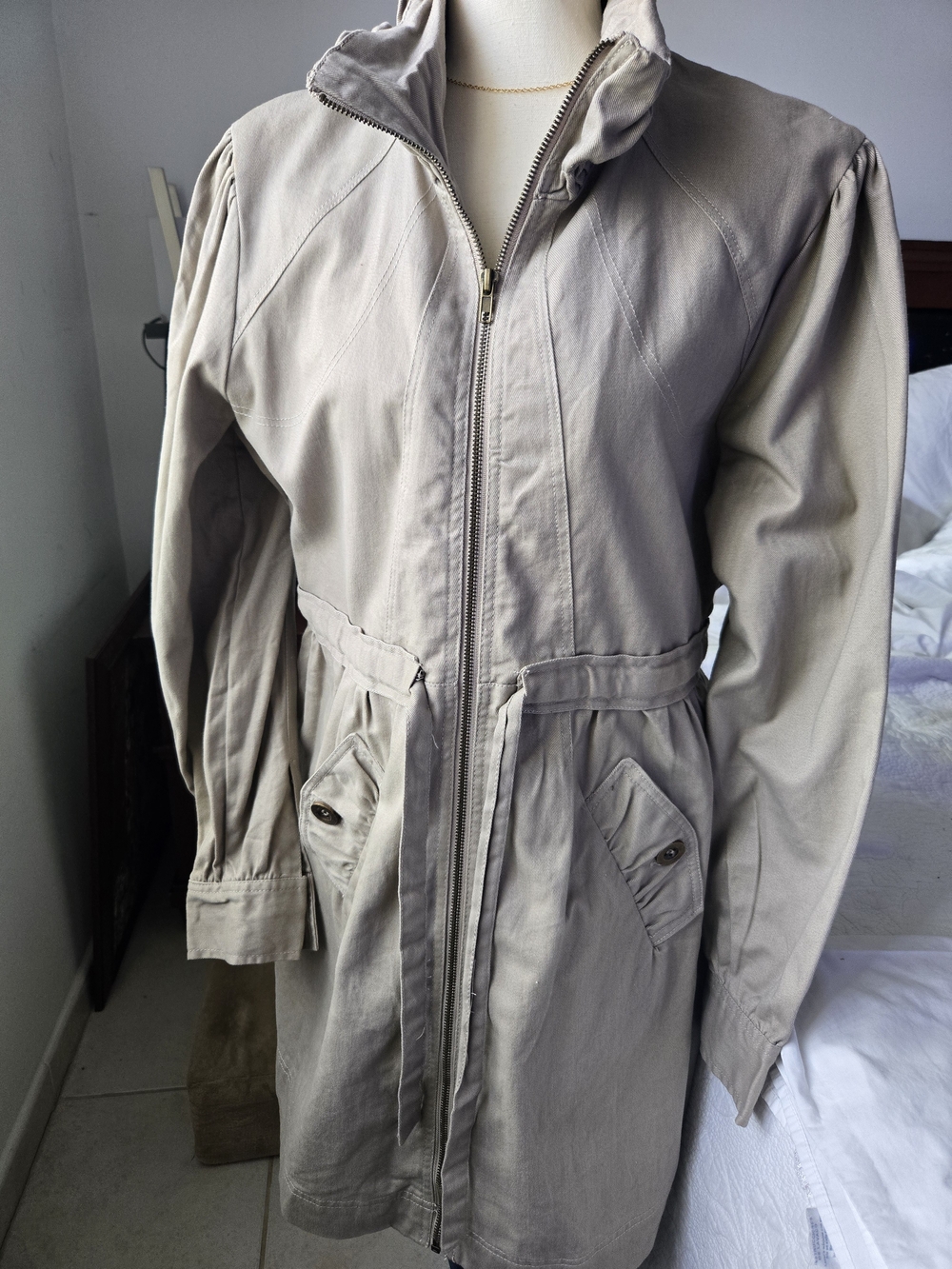 Women's Khaki Cotton Utility Jacket - Lightweight Casual Coat